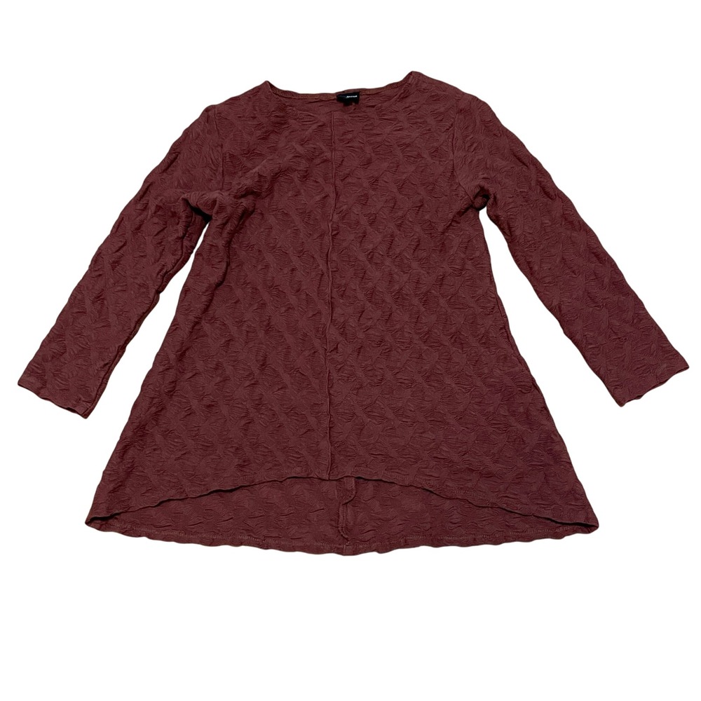 Lisa Bayne Women's Small Long Sleeve‎ Textured High Low Copper Rust Casual Top